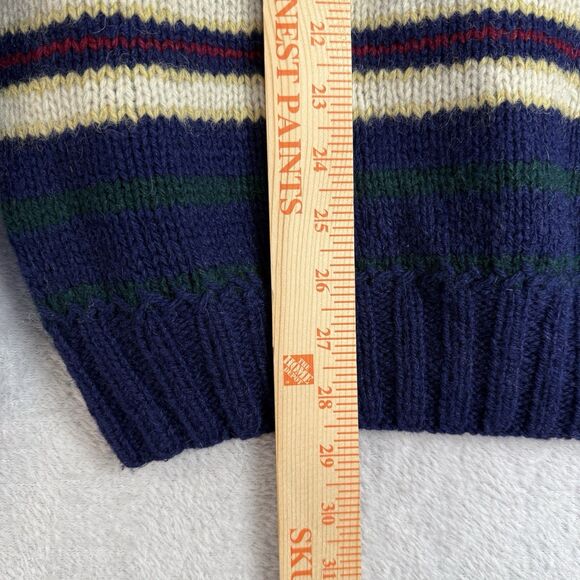 Vtg Hand Knit 100% Wool Crewneck Sweater Mens M USA American Flag Eagle Preppy - Picture 5 of 9